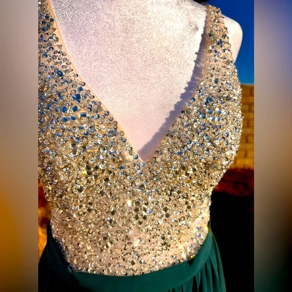 ROSEMORE Couture Prom Sheer Illusion Gown Flowing Long Draping Skirt! M - Picture 3 of 10